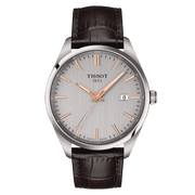Tissot PR100 40mm T150.410.16.031.00 - cinturino marrone - cassa acciaio - quadrante grigio con datario